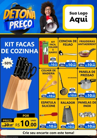 Modelo de Encarte para Encarte A4 Vertical com o tema Detona Preços para Utilidades Domésticas