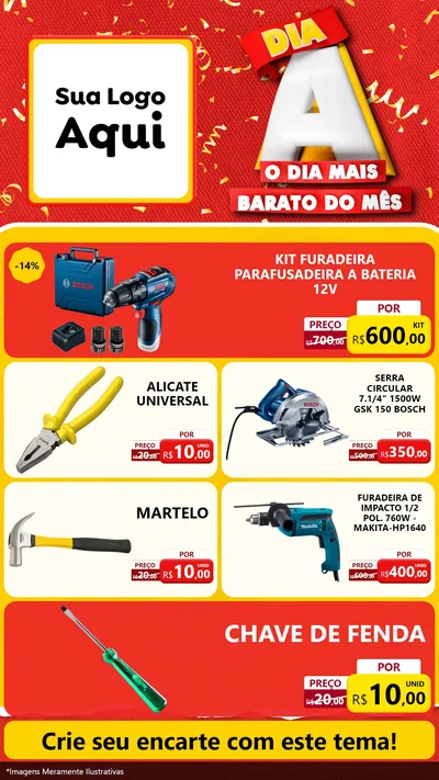 Modelo de TV para TV Vertical com o tema Dia A o Dia Mais Barato do Mês para Maquinas e Ferramentas