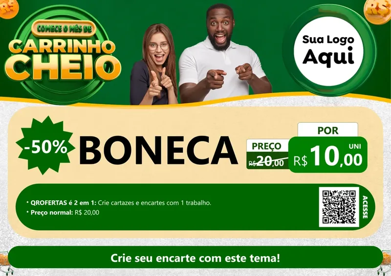 Modelo de Cartaz para Cartaz A4 Horizontal com o tema Carrinho Cheio para Brinquedos