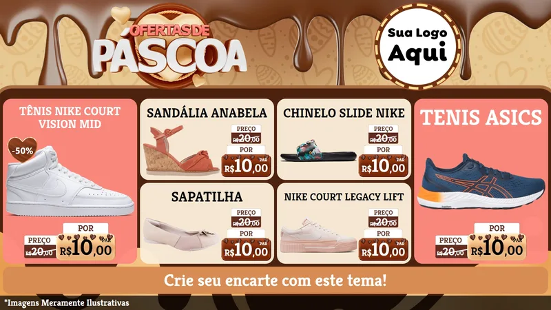 Modelo de TV para TV Horizontal com o tema Ofertas de Páscoa para Calçados