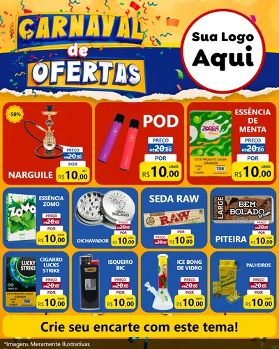 Modelo de Rede Social para Feed Instagram com o tema Carnaval de Ofertas para Tabacaria
