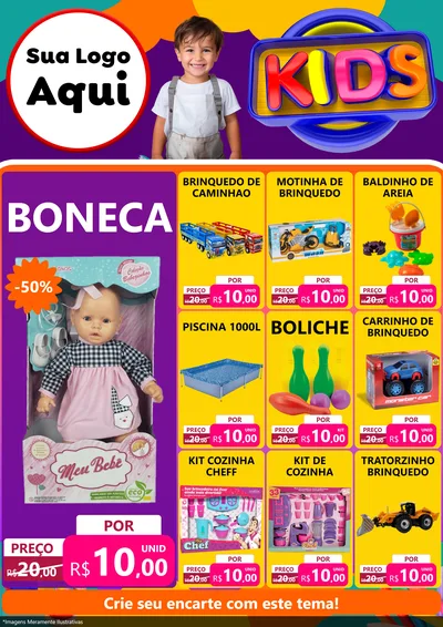Modelo de Encarte para Encarte A4 Vertical com o tema KIDS para Brinquedos