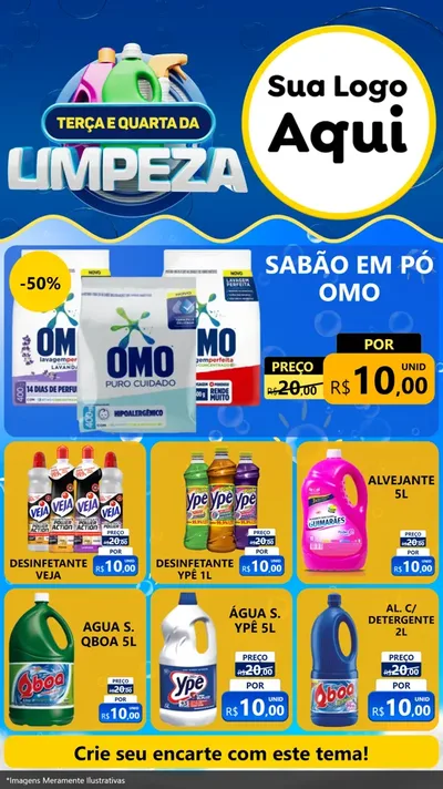 Modelo de Rede Social para Stories com o tema Terça e Quarta da Limpeza para Produtos de Limpeza