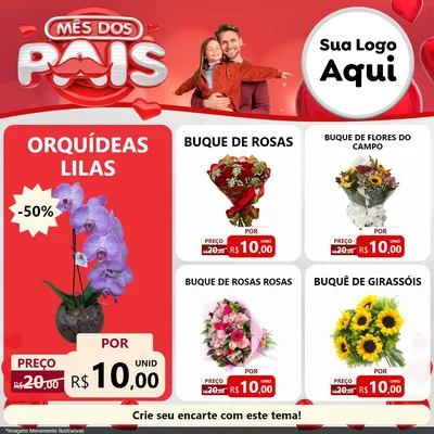 Modelo de Rede Social para Feed Facebook com o tema Mês dos Pais para Floricultura e jardim