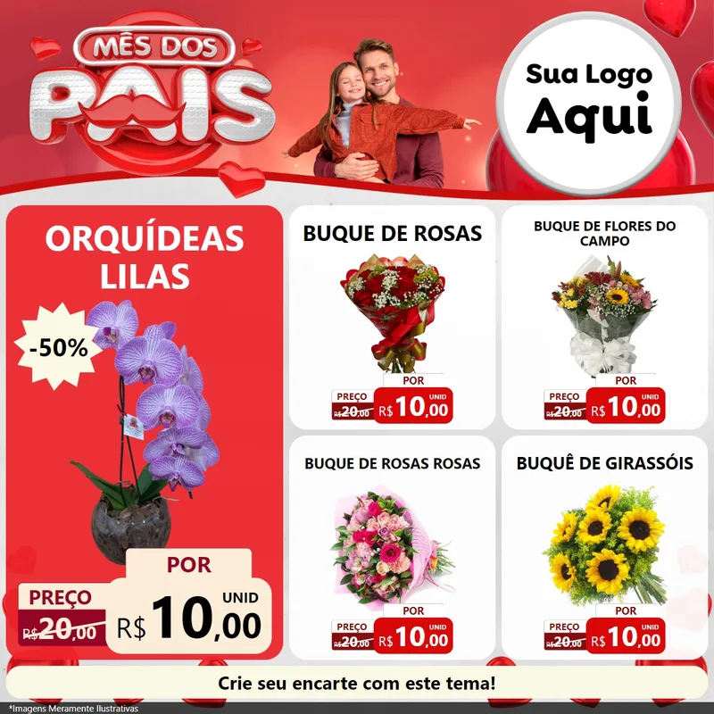 Modelo de Rede Social para Feed Facebook com o tema Mês dos Pais para Floricultura e jardim
