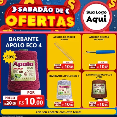Modelo de Rede Social para Feed Facebook com o tema Sabadão de Ofertas para Armarinho e Aviamentos