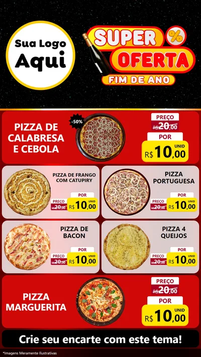 Modelo de TV para TV Vertical com o tema Super Oferta Fim de Ano para Pizzaria