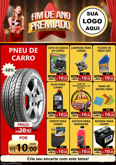 Modelo de Encarte para Encarte A4 Vertical com o tema Fim de Ano Premiado para Auto peças