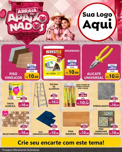 Modelo de Rede Social para Feed Instagram com o tema Arraiá dos Apaixonados - Junina para Material para Construção