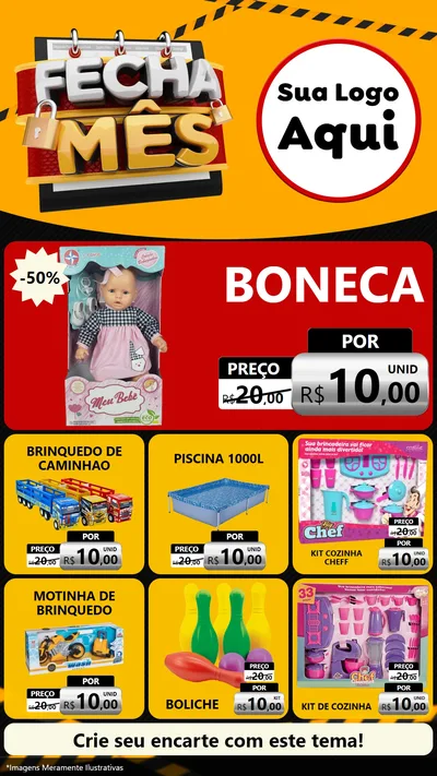 Modelo de Rede Social para Stories com o tema Fecha Mês para Brinquedos