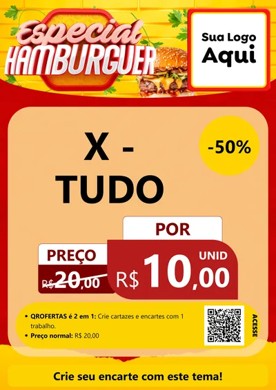 Modelo de Cartaz para Cartaz A4 Vertical com o tema Especial Hamburguer para Hamburgueria