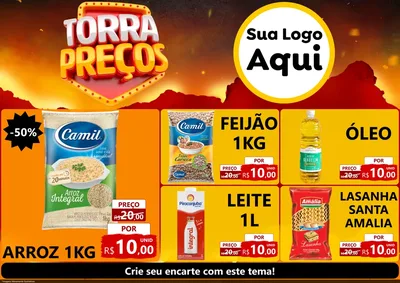 Modelo de Encarte para Encarte A4 Horizontal com o tema Torra Preços para Supermercado
