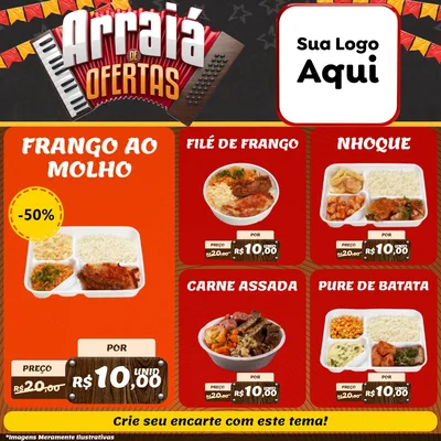 Modelo de Rede Social para Feed Facebook com o tema Arraiá de Ofertas - Junina para Restaurante