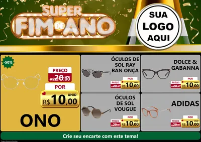 Modelo de Encarte para Encarte A4 Horizontal com o tema Super Fim de Ano para Óticas