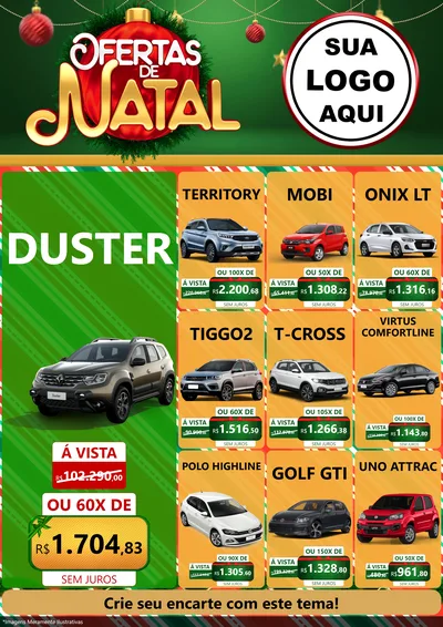 Modelo de Encarte para Encarte A4 Vertical com o tema Ofertas de Natal para Concessionaria de Carros