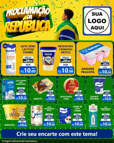 Modelo de Rede Social para Feed Instagram com o tema Proclamação da República para Frios e Laticínios