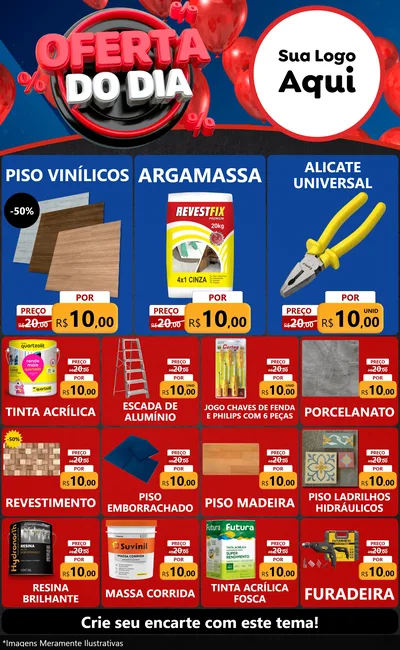 Modelo de Encarte para Encarte Grande com o tema Oferta do Dia para Material para Construção