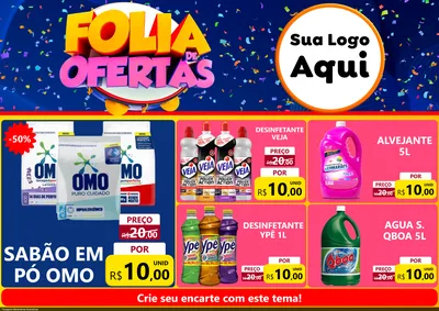 Modelo de Encarte para Encarte A4 Horizontal com o tema Folia de Ofertas para Produtos de Limpeza