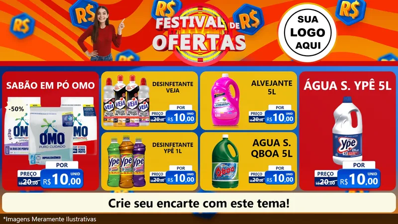 Modelo de TV para TV Horizontal com o tema Festival de Ofertas para Produtos de Limpeza