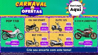 Modelo de TV para TV Horizontal com o tema Carnaval de Ofertas para Concessionaria de Motos