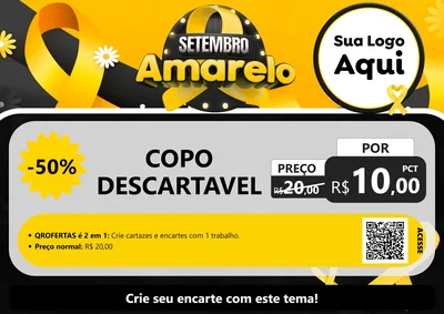 Modelo de Cartaz para Cartaz A4 Horizontal com o tema Setembro Amarelo para Embalagens
