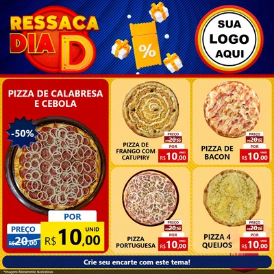 Modelo de Rede Social para Feed Facebook com o tema Ressaca Dia D para Pizzaria