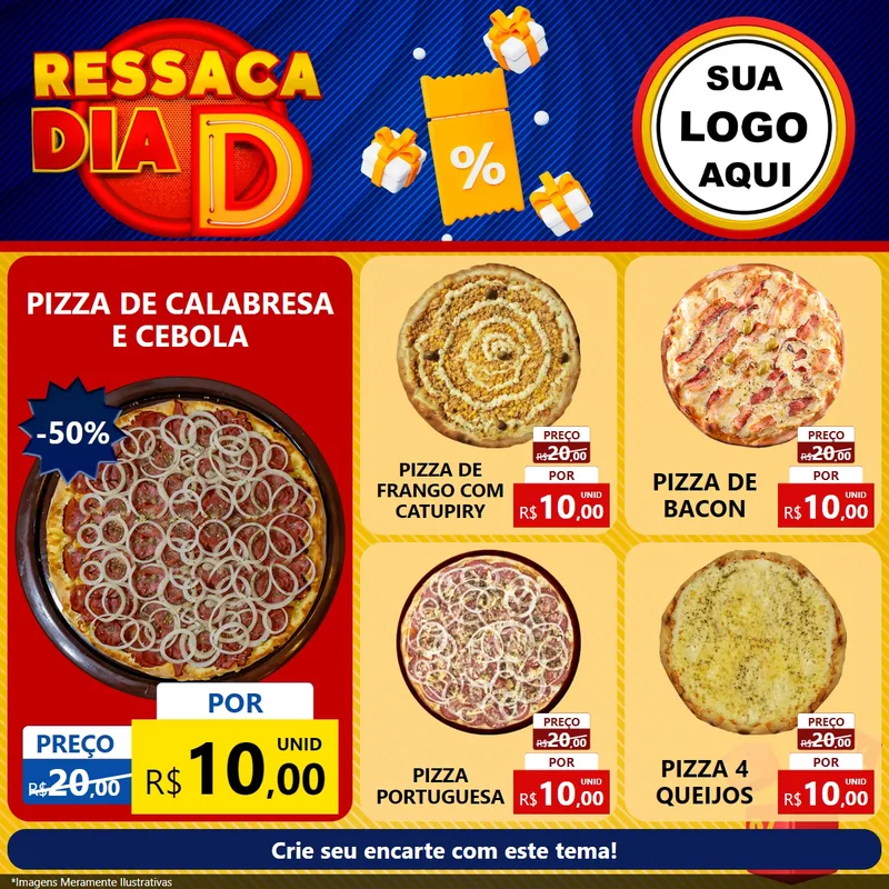 Modelo de Rede Social para Feed Facebook com o tema Ressaca Dia D para Pizzaria