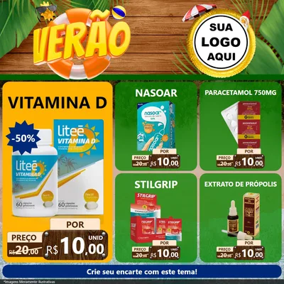 Modelo de Rede Social para Feed Facebook com o tema Verão para Farmácia