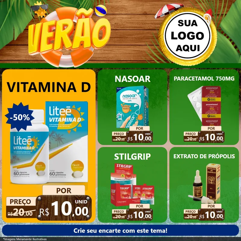 Modelo de Rede Social para Feed Facebook com o tema Verão para Farmácia