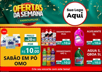 Modelo de Encarte para Encarte A4 Horizontal com o tema Ofertas da Semana Farroupilha para Produtos de Limpeza