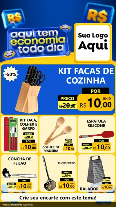 Modelo de Rede Social para Stories com o tema Aqui Tem Economia Todo Dia para Utilidades Domésticas