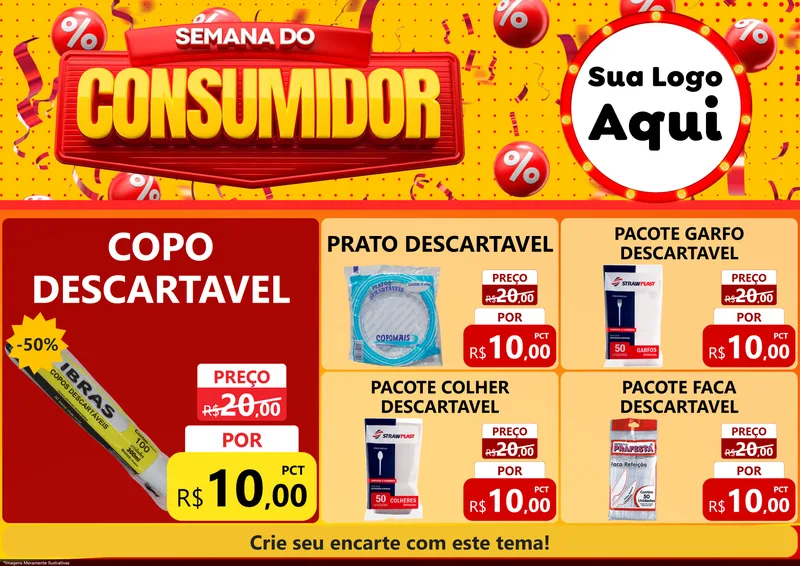 Modelo de Encarte para Encarte A4 Horizontal com o tema Semana do Consumidor para Embalagens