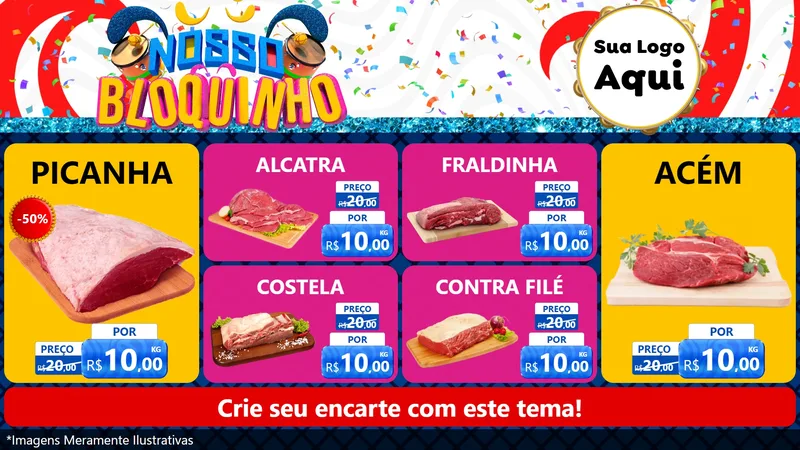 Modelo de TV para TV Horizontal com o tema Nosso Bloquinho para Açougue