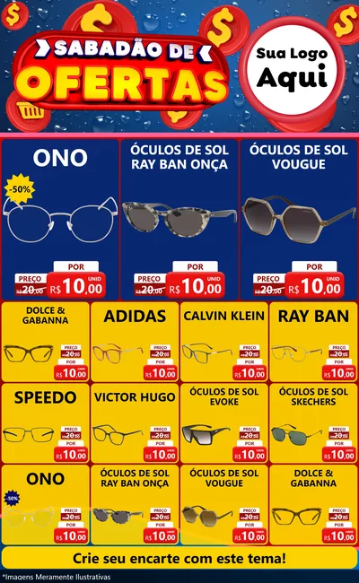 Modelo de Encarte para Encarte Grande com o tema Sabadão de Ofertas para Óticas