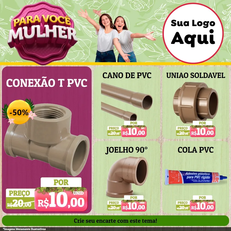 Modelo de Rede Social para Feed Facebook com o tema Para Você Mulher para Tubos e conexões