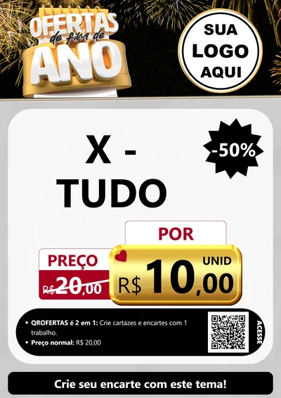Modelo de Cartaz para Cartaz A4 Vertical com o tema Ofertas de Fim de Ano para Hamburgueria