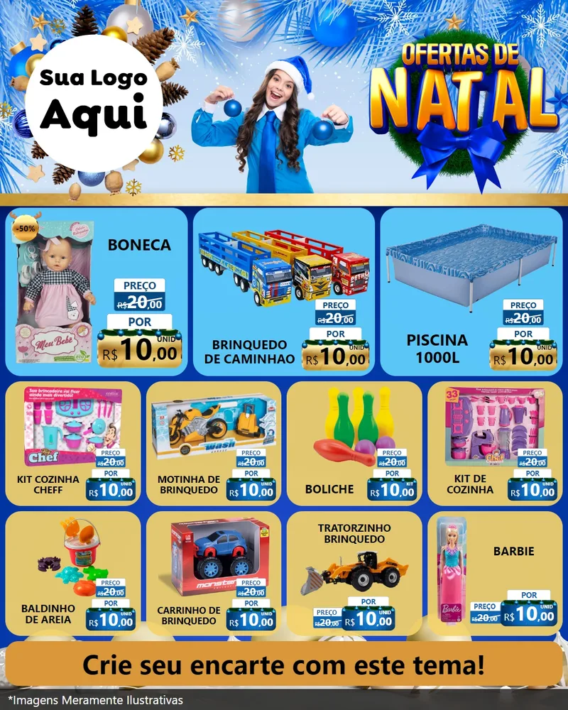 Modelo de Rede Social para Feed Instagram com o tema Ofertas de Natal para Brinquedos