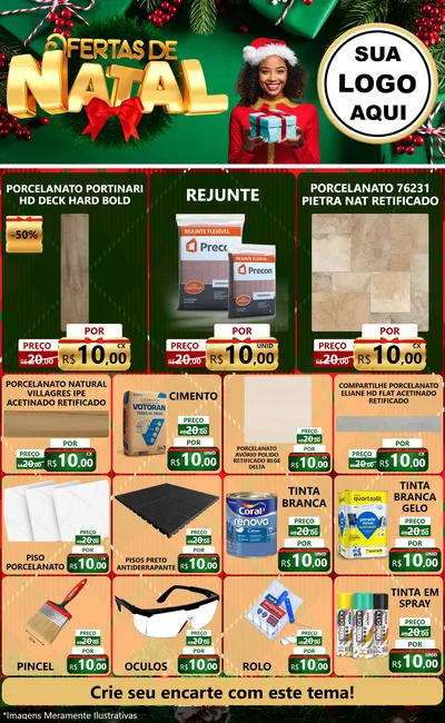 Modelo de Encarte para Encarte Grande com o tema Ofertas de Natal para Pisos e revestimentos