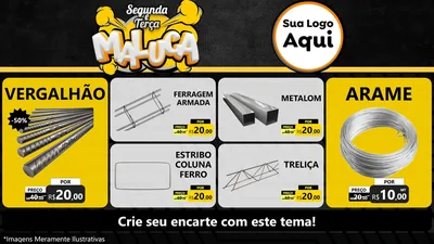 Modelo de TV para TV Horizontal com o tema Segunda e Terça Maluca para Ferragens