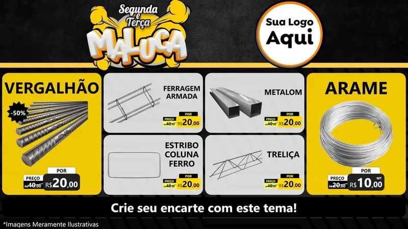 Modelo de TV para TV Horizontal com o tema Segunda e Terça Maluca para Ferragens