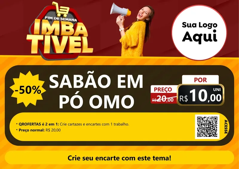 Modelo de Cartaz para Cartaz A4 Horizontal com o tema Fim de Semana Imbatível para Produtos de Limpeza