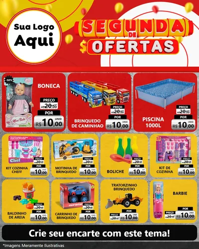 Modelo de Rede Social para Feed Instagram com o tema Segunda de Ofertas para Brinquedos