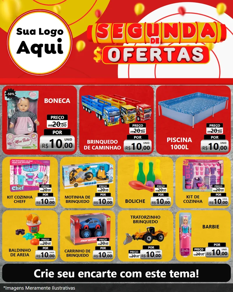 Modelo de Rede Social para Feed Instagram com o tema Segunda de Ofertas para Brinquedos