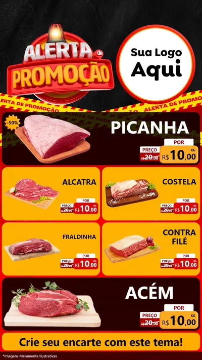 Modelo de TV para TV Vertical com o tema Alerta de Promoção para Açougue