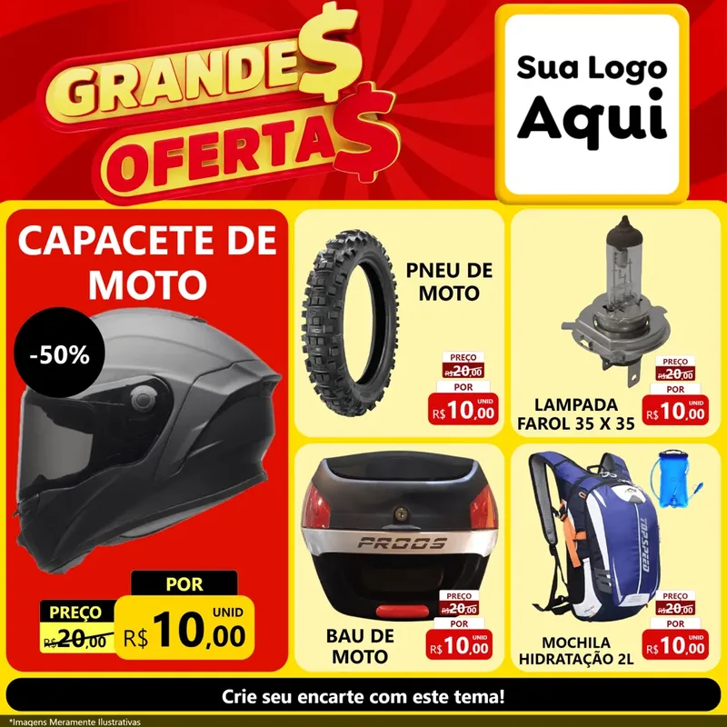 Modelo de Rede Social para Feed Facebook com o tema Grandes Ofertas para Moto peças