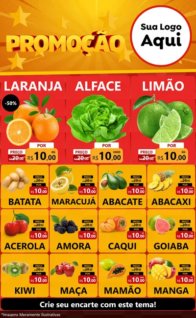 Modelo de Encarte para Encarte Grande com o tema Promoção para Hortifrúti