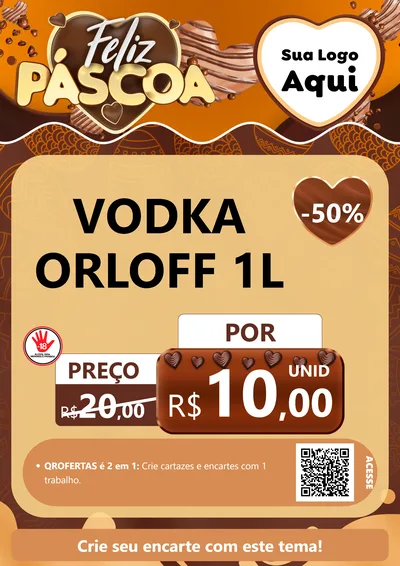 Modelo de Cartaz para Cartaz A4 Vertical com o tema Feliz Páscoa para Distribuidora de bebidas