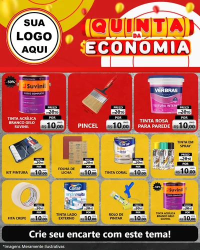 Modelo de Rede Social para Feed Instagram com o tema Quinta da Economia para Tintas e Ferramentas