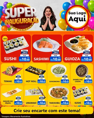 Modelo de Rede Social para Feed Instagram com o tema Super Inauguração para Comida japonesa