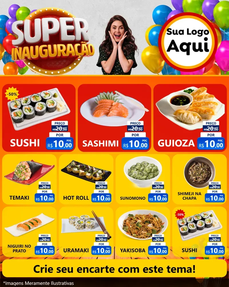 Modelo de Rede Social para Feed Instagram com o tema Super Inauguração para Comida japonesa